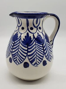 Jarra/Jarrón Hnos Pedraza Blanco y Azul - Artesanal España - Decoración Hogar Vintage - Imagen 1 de 9