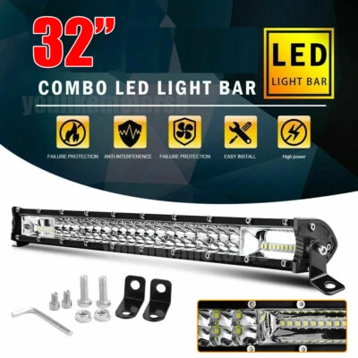 2 Row 32inch LED Light Bar 4x4 4WD Offroad Light Bar Work Pods PK 22 26 42 52'' - Image 1 of 4