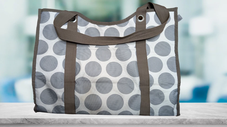 Bolso Organizador Thirty One Todo el Día en Gris Mod Punto Grande con Cremallera Doble Asas Foto 1 de 4