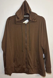 Zypern leichter brauner Kapuzenpullover mit Reißverschluss Übergröße 2X Damen Freizeit neu mit Etikett - Bild 1 von 7