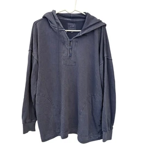 Felpa con cappuccio Aerie blu oversize in cotone con coulisse taglia S - Foto 1 di 8