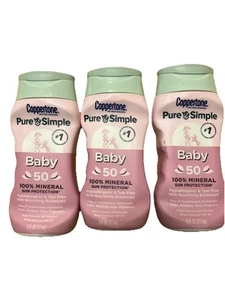 3 X Coppertone Pure and Simple Baby Sunscreen Lotion SPF 50 6 Fl Oz - Picture 1 of 3