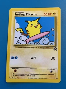Tarjeta Pokémon Surfing Pikachu #28 Black Star Promo rara de colección - casi nueva - Imagen 1 de 2