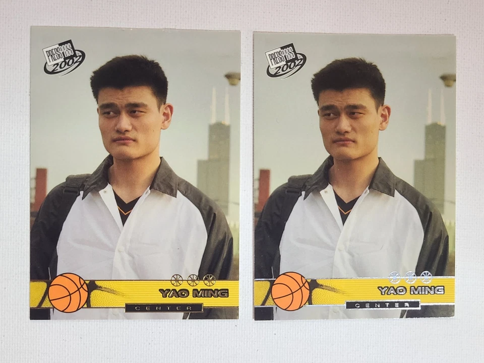 Pase de prensa 2002 YAO MING #18 RC dorado + base Houston Rockets Shanghai Sharks novato Foto 1 de 4