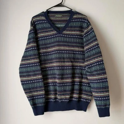 John Bartlett Consensus XL 100% Cotton Fair Isle V-Neck - Image 1 of 4