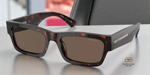 PRADA PR A03S 17N08T Havana Brown 56 mm Men's Sunglasses - Picture 1 of 6