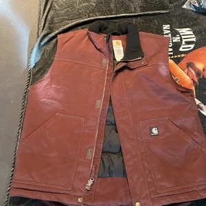 Carhartt J174 RDW Nylon Insulated Jacket Zip Snap Workwear Maroon Herren L Reg - Bild 1 von 7