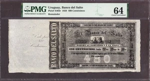 Uruguay, Banco del Salto 480 Centesimos 1858 Remainder Pick-S403r CH UNC PMG 64 - Picture 1 of 2