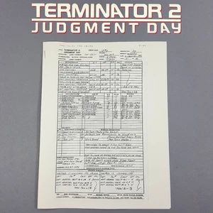 Terminator 2 - Production Used Call Sheet, T-1000 in Hospital, COA - Picture 1 of 9