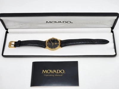 Reloj Pulsera Hombre Movado Museum Clásico Tono Dorado Cuarzo - Batería Nueva Foto 1 de 4