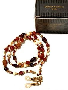 Eyeglass Glasses Holder TORTOISE SHELL OPTICAL NECKLACE 28” NOS 1995 VINTAGE - Picture 1 of 4