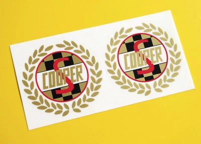 Adesivi Laterali Vintage Retro 'Laurel' Oro Per Mini Cooper S - Immagine 1 di 2