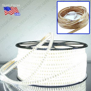 3ft-164ft 110V 3014 120LED/M WHITE highvolt Strip Light IP68 Waterproof +AC Plug - Picture 1 of 9