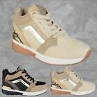 NEW WOMENS LADIES CONCEALED WEDGE PLATFORM LACE UP TRAINERS PUMPS SNEAKERS SIZE