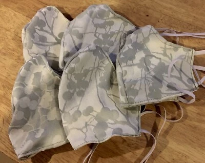 Grey Floral Face Mask / Covering, Washable, Handmade, Satin - Very Comfy  - Image 1 of 4
