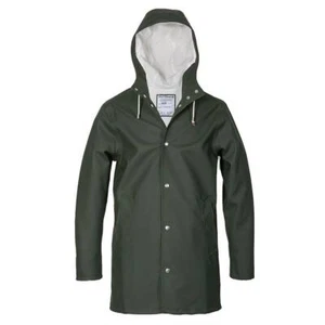 Stutterheim Arholma Raincoat Green Hooded, Size Small, MSRP $585.00, NWT - Picture 1 of 8