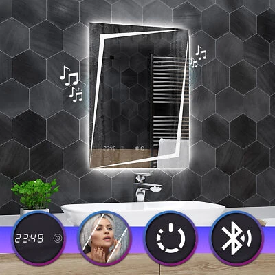 Berlin SPECCHIO DA BAGNO LED, OROLOGIO, ANTI-FOG, VERTICALE, Altoparlanti BT - Immagine 1 di 4