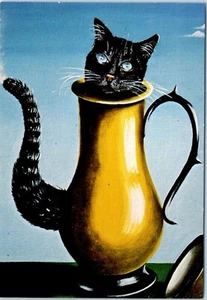 Editions Cartes D'Art Cat in a Pitcher Artist Mathelin Chacolatiere Art Postcard - Picture 1 of 2