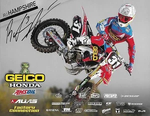RJ Hampshire Supercross Motocross Signed Autographed Honda 9x12 Photo Card COA - Picture 1 of 1