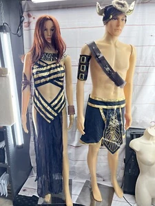 Viking Couple Warrior Costumes Nordic Barbarian .Men Large.Ladies Small - Picture 1 of 14