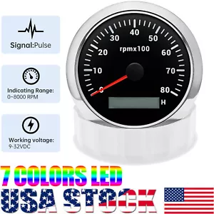 85mm Waterproof Tachometer 8000RPM Gauge RPM Gauge For Marine Boat Car Truck US - Bild 1 von 15