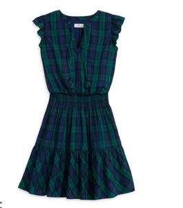 Vineyard Vines Smocked Plaid Dress in Blue Green Plaid size Women's Small - Picture 1 of 14