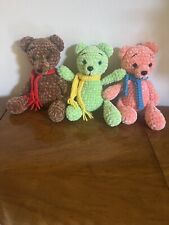 Handmade Crochet Teddy Bears Stuffed Animal Plush Toy 9” tall.