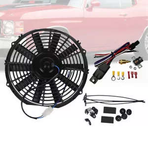 12" Push Pull Straight Blade Electric Radiator Cooling Fan w/ Thermostat Kit - Picture 1 of 6