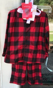 2 pc Wondershop sz 4 Kids Red Black Buffalo Check Long Sleeve Pajama Set New B - Picture 1 of 5