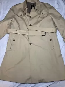 Vintage Christian Dior Paris Rain Trench Coat Size 46R Wool Lined - Picture 1 of 12