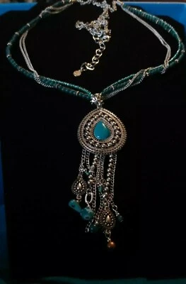 Rubí firmado H16 Rd. Collar colgante azul estilo occidental Foto 1 de 4