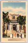 Lutheran Church Saint Thomas Virgin Islands Chapel Palms Linen Vintage Postcard