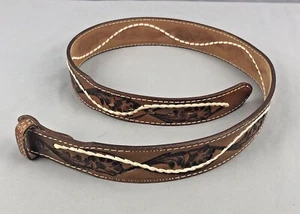 Nocona Western Cowboy Womens Belt Only NO Buckle Size 36 Stitched Floral Brown - Picture 1 of 6