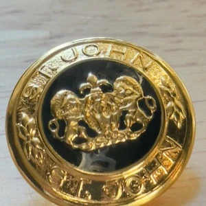 Vintage ST. JOHN Designer Button Gold & Black Lions, 7/8” Round Metal Button SJ4 - Picture 1 of 4