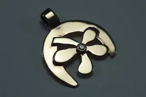 14K Gelbgold ""4 Blatt Klee"" Anhänger mit Diamantchip - Bild 1 von 3