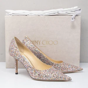 Jimmy Choo Love 85, Size 36.5 (6.5 US) Mochi Glitter Heels - Picture 1 of 8