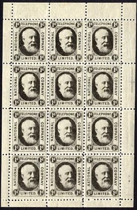 1884 1d Black National Telephone Company Complete sheet of twelve - Picture 1 of 1