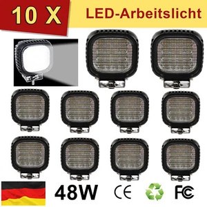 10x 48W Cre LED Arbeitsscheinwerfer 12V-24V Nahfeld Rückfahrscheinwerfer Bagger - Bild 1 von 10