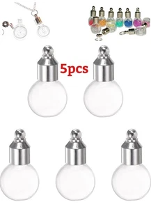Mini colgantes de botellas de vidrio en forma de lágrima con tapa de tornillo de metal frascos de botellas de perfume 5 piezas - Imagen 1 de 12
