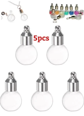 Mini colgantes de botellas de vidrio en forma de lágrima con tapa de tornillo de metal frascos de botellas de perfume 5 piezas - Imagen 1 de 4