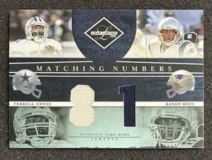2008 Leaf Limited Matching Numbers Randy Moss Terrell Owens Dual Game Used /100 - Picture 1 of 2