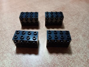 LEGO BULK LOT OF 4 BLACK MODIFIED BRICK 2X4X2 STUDS ON SIDES #2434 - Picture 1 of 1