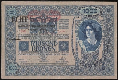 AUSTRIA  1000  Kronen  1919  P:58  XF+  "RARE" - Image 1 of 2