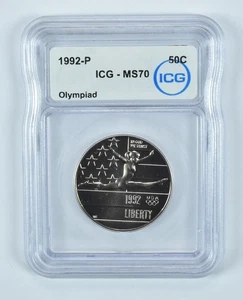 1992-P Olympic Gymnastics Commemorative Half Dollar MS70 ICG *4244 - Picture 1 of 5