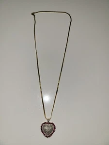 RARE NEW Ruby Diamond Heart Necklace Vintage - Picture 1 of 4