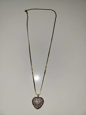 RARE NEW Ruby Diamond Heart Necklace Vintage - Image 1 of 4