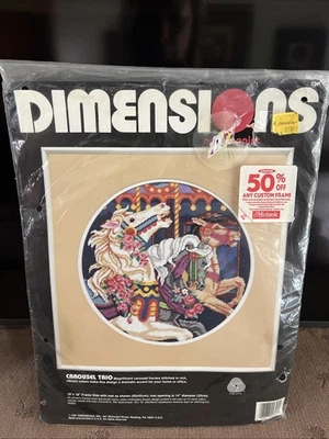 New DIMENSIONS NEEDLEPOINT CAROUSEL TRIO KIT - #2391 - 1991 - Image 1 of 4