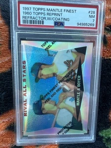 1997 Topps FINEST CHROME REFRACTOR #28 Mickey Mantle 1960 W/ Coatings PSA 7๐ฅ - Picture 1 of 4