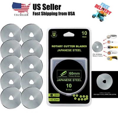 Paquete de 10 cuchillas de corte rotativas de 60 mm para Olfa, Fiskars, cuchilla giratoria de repuesto... Foto 1 de 4