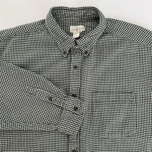 Vintage J Crew Oarsman Flannel Shirt Mens Size L Houndstooth Green 90s Outdoor - Picture 1 of 10